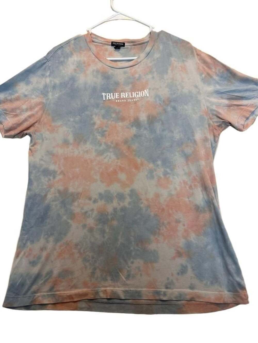 True Religion Brand Jeans Tie-Dye Short Sleeve Center Logo T-Shirt Size L